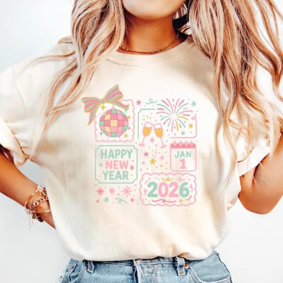 Tops - Happy New Year Shirt, Happy New Year 2026 Tee, Family Matching New Years Shirt